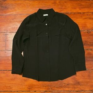 LilySilk Medium Black Chiffon Buttonup